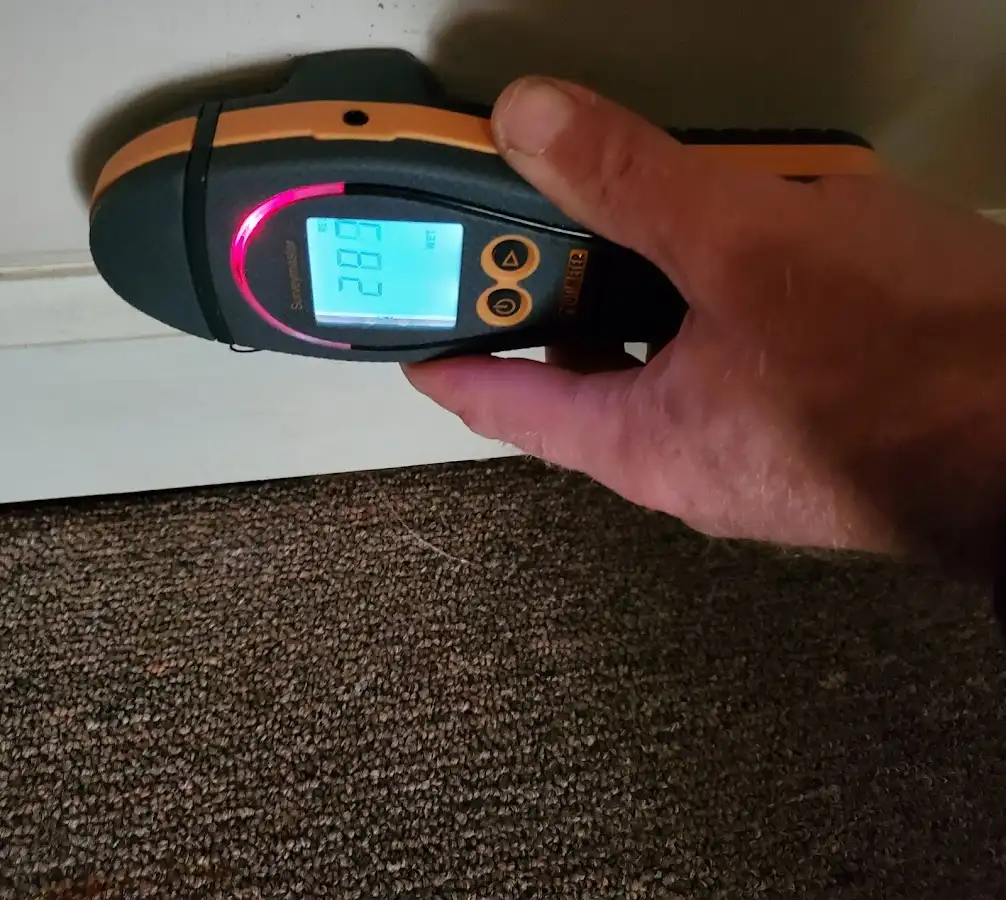 Moisture detection at baseboard during Mold Inspection & Testing in Parlier